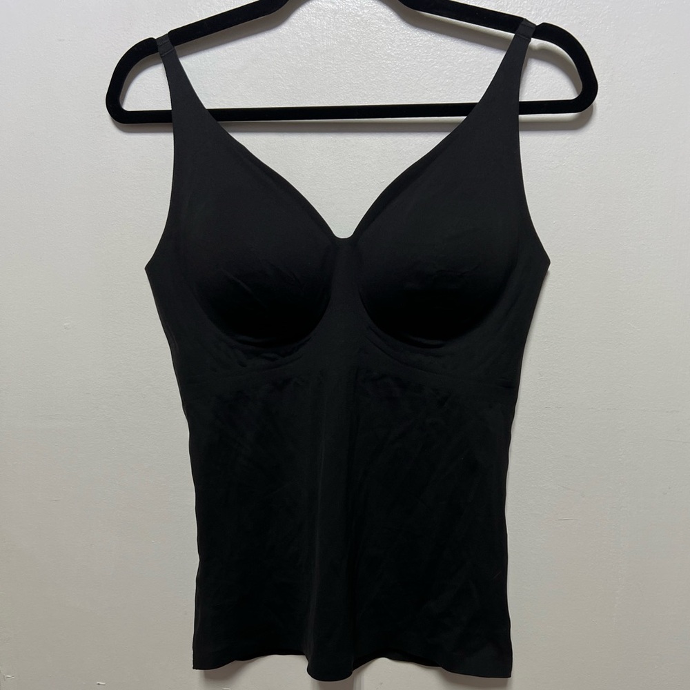 “Rhonda Sheer” Black Adjustable Straps Removal Pads SZ: (L) Slimming Sexy Top
